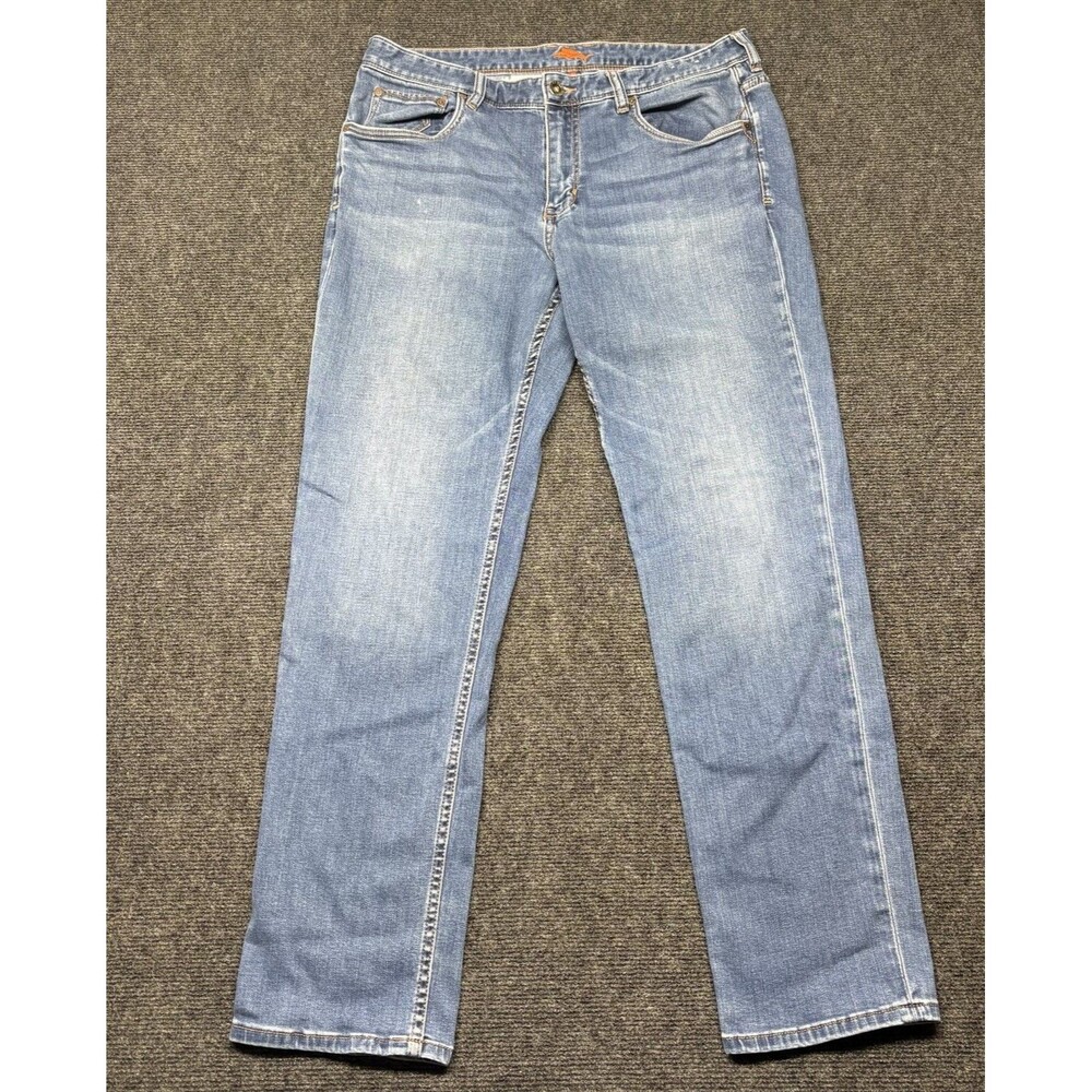 Tommy Bahama Denim Jeans Mens 36x32 Blue Straight Leg Marlin Tropical Pocket